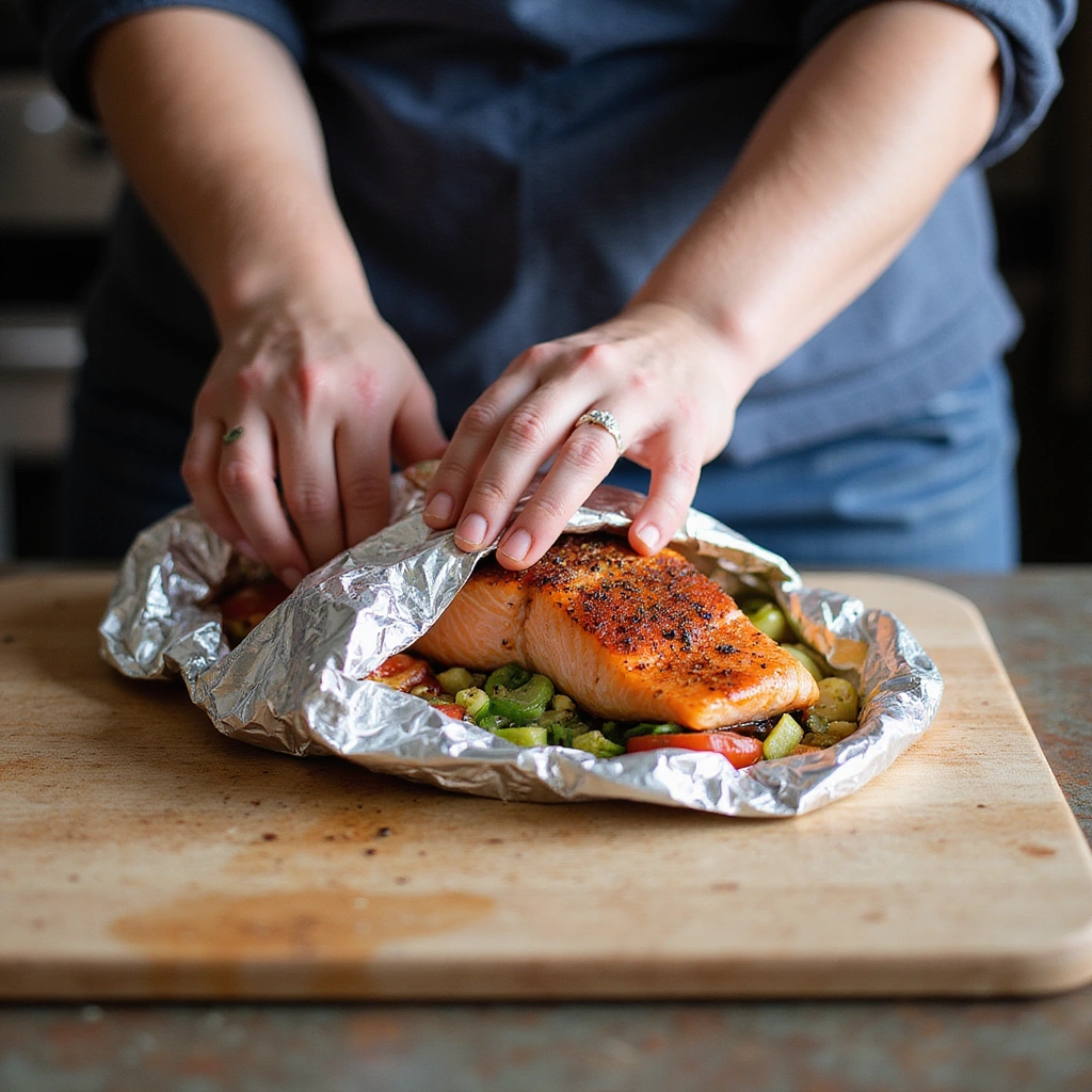 BBQ Salmon in Foil Recipe That’s Simple and Flavorful 5 BBQ Salmon in Foil Recipe That’s Simple and Flavorful - Step 5: Wrap the Salmon