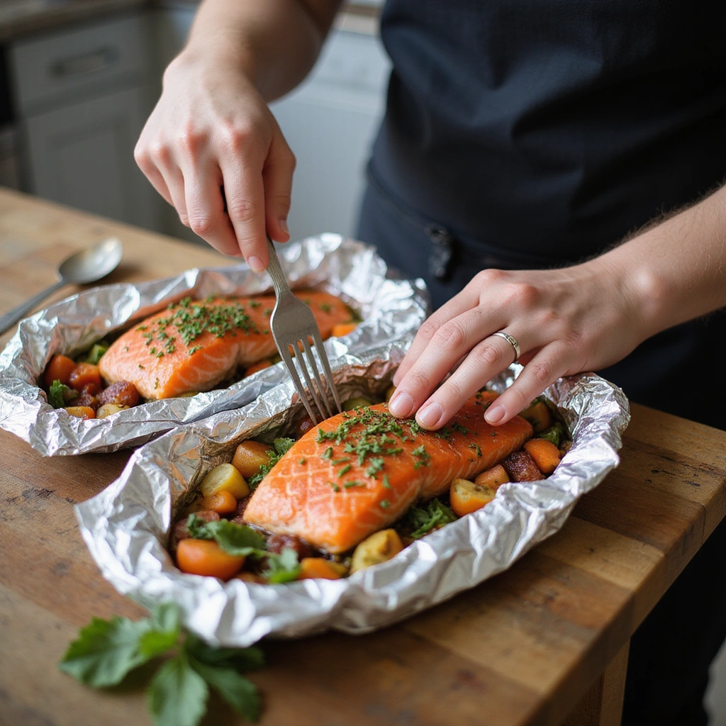 BBQ Salmon in Foil Recipe That’s Simple and Flavorful 8 BBQ Salmon in Foil Recipe That’s Simple and Flavorful - Step 8: Check for Doneness