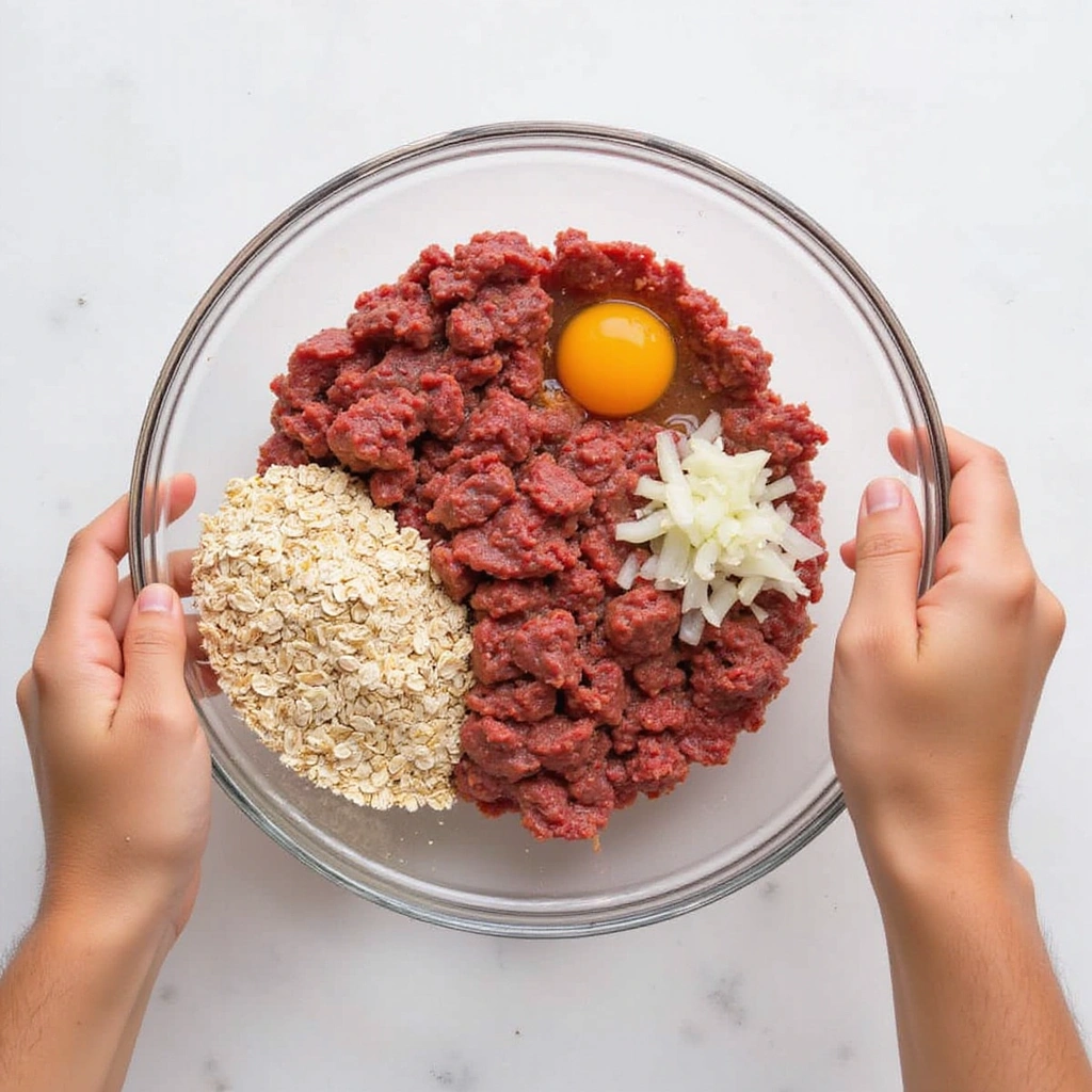 Classic Meatloaf with Oatmeal and Tangy BBQ Sauce Recipe - Step 2: Prepare the Meat Mixture