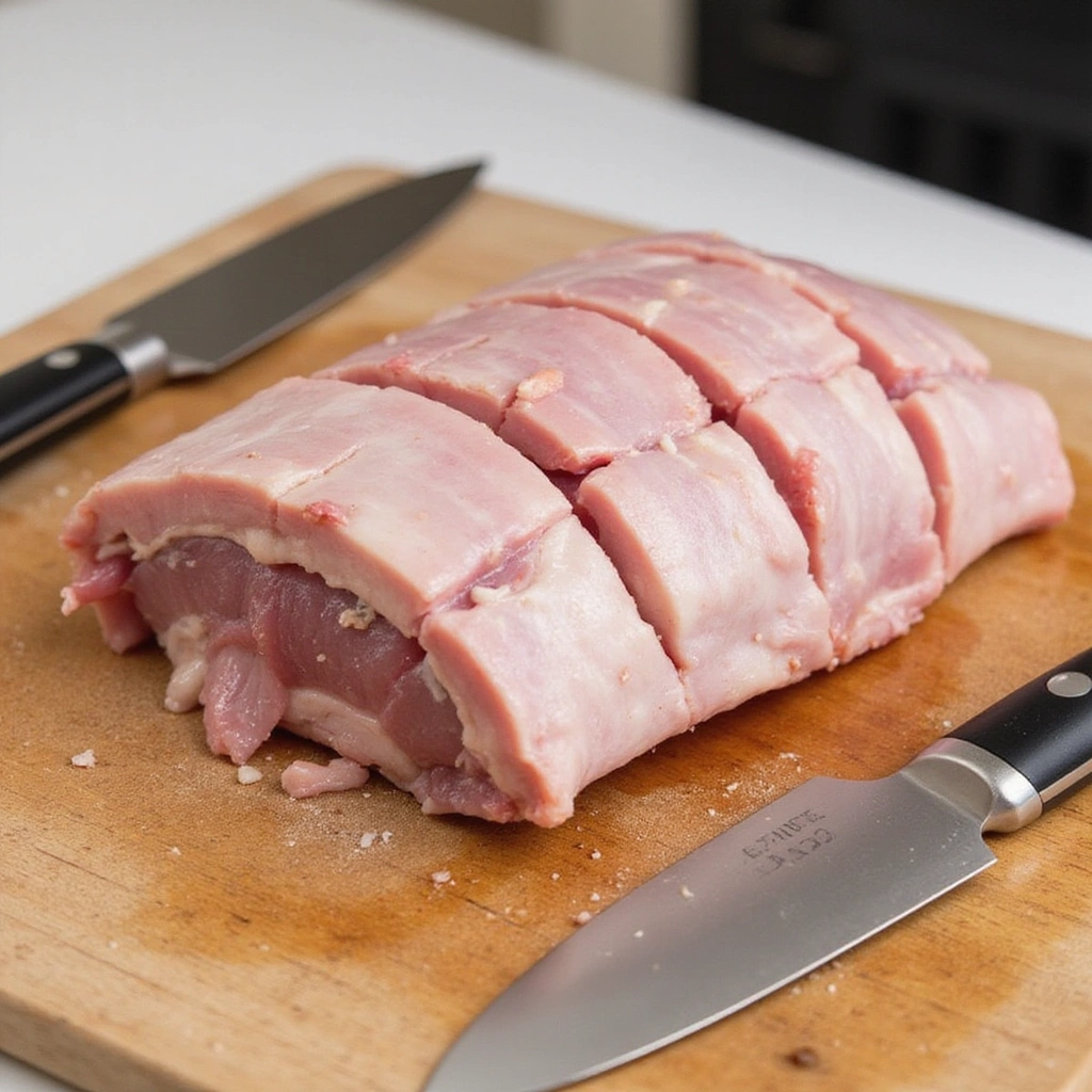 Crispy Sliced Pork Belly Korean BBQ Recipe to Try at Home - Step 2: Score the Skin