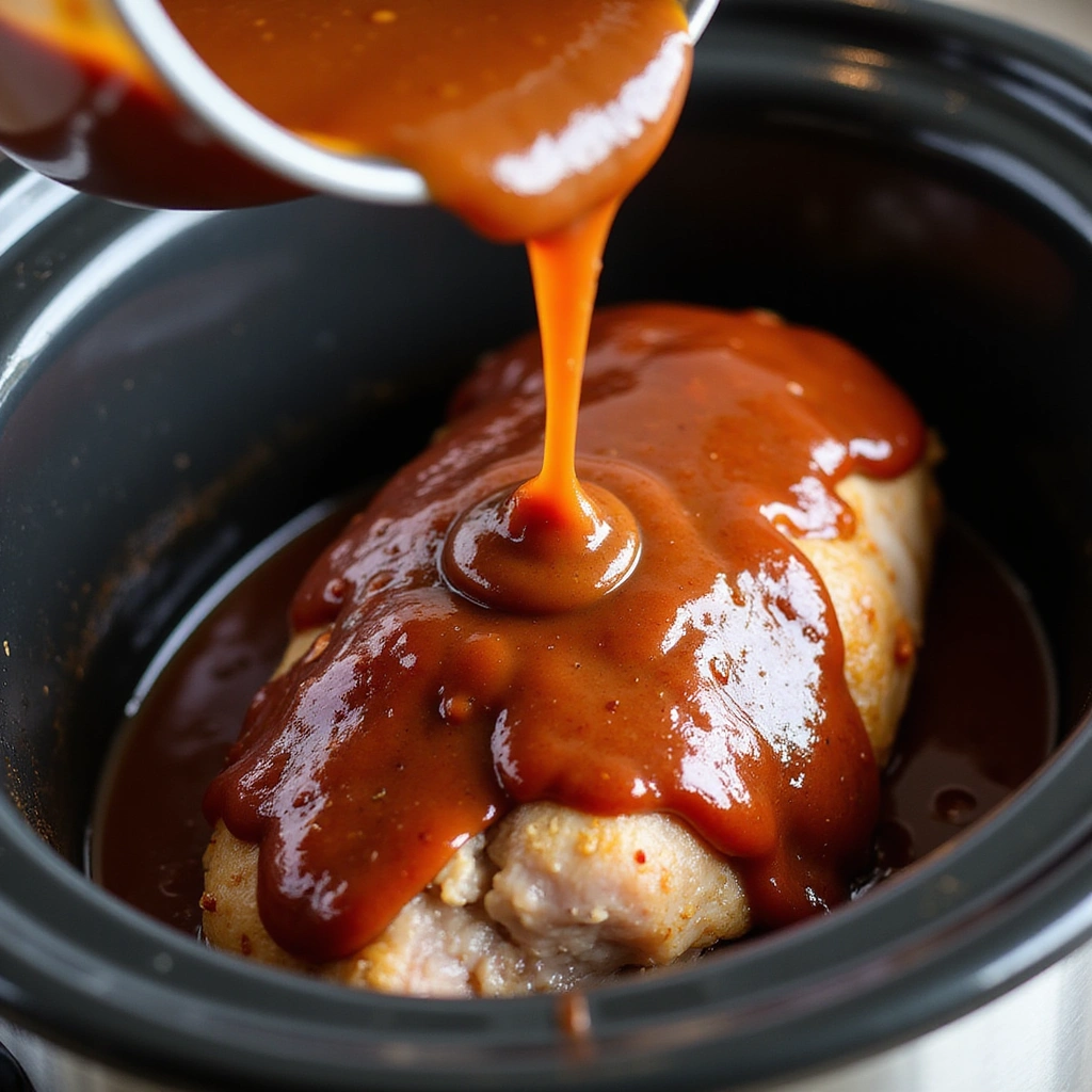 Easy Pork Loin Crock Pot BBQ Recipe You’ll Make Again - Step 5: Add BBQ Sauce