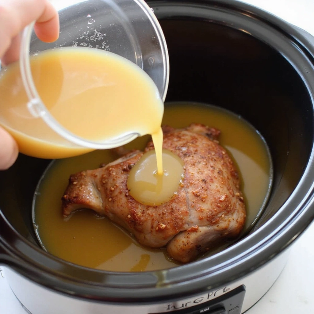 Flavor-Packed BBQ Pulled Pork Crock Pot Recipe for Busy Nights - Step 3: Add the Liquid