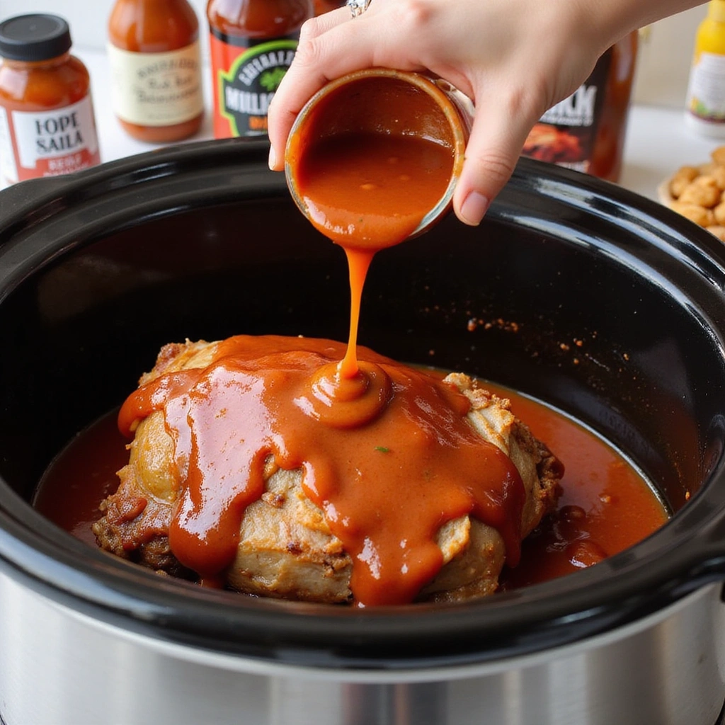 Flavor-Packed BBQ Pulled Pork Crock Pot Recipe for Busy Nights - Step 4: Add BBQ Sauce