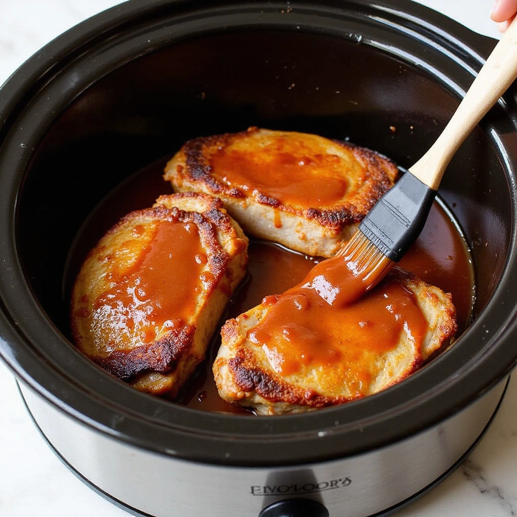 Slow Cooker BBQ Pork Chop Recipe That Melts in Your Mouth - Step 7: Baste with Remaining Sauce
