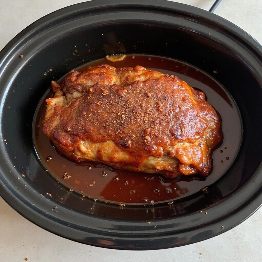 Tender Rump Roast Crock Pot BBQ Shredded Beef Recipe - Step 4: Place in Crock Pot