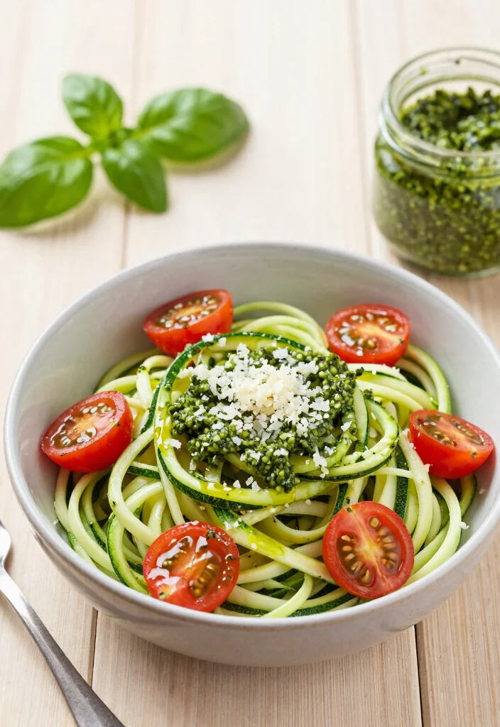 10 Date Night Dinner Recipes for a Special Evening In - 3. Zucchini Noodles with Pesto and Cherry Tomatoes 1
