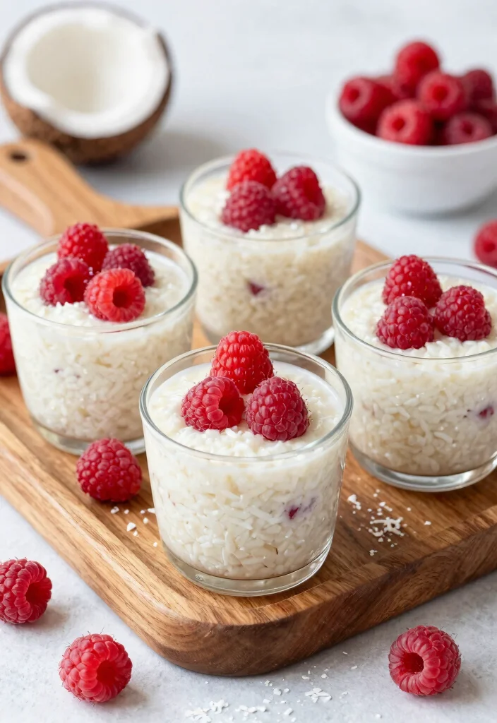 10 Dessert Cup Recipes for Easy No Bake Entertaining 101 10 Dessert Cup Recipes for Easy No Bake Entertaining - 10. Raspberry Coconut Rice Pudding Cups 1