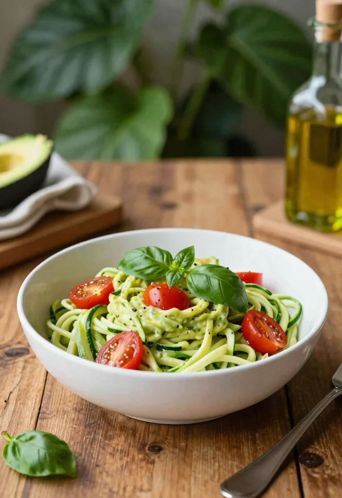 10 Vegan Keto Recipes for Low Carb Plant Based Eating - 1. Creamy Avocado Zucchini Noodles 1