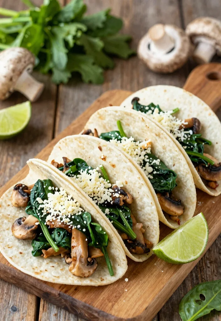 10 Vegan Taco Recipes for Fun Weeknight Meals - 7. Mushroom & Spinach Tacos 1