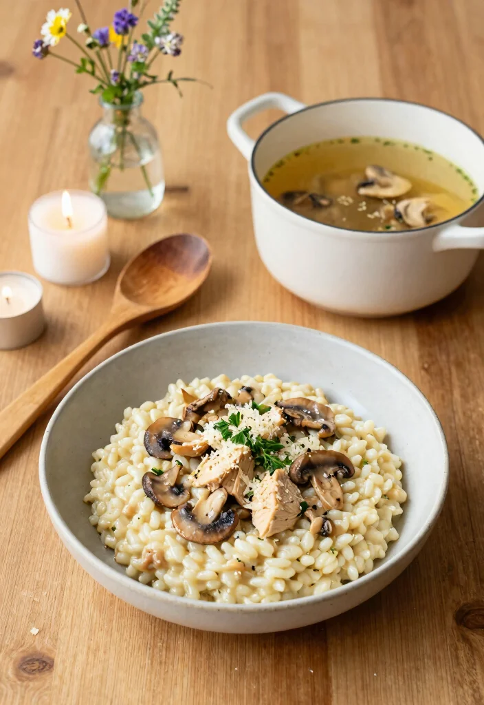 12 Cozy Dinner Recipes for Warm Comforting Nights - 1. Creamy Chicken and Mushroom Risotto 1