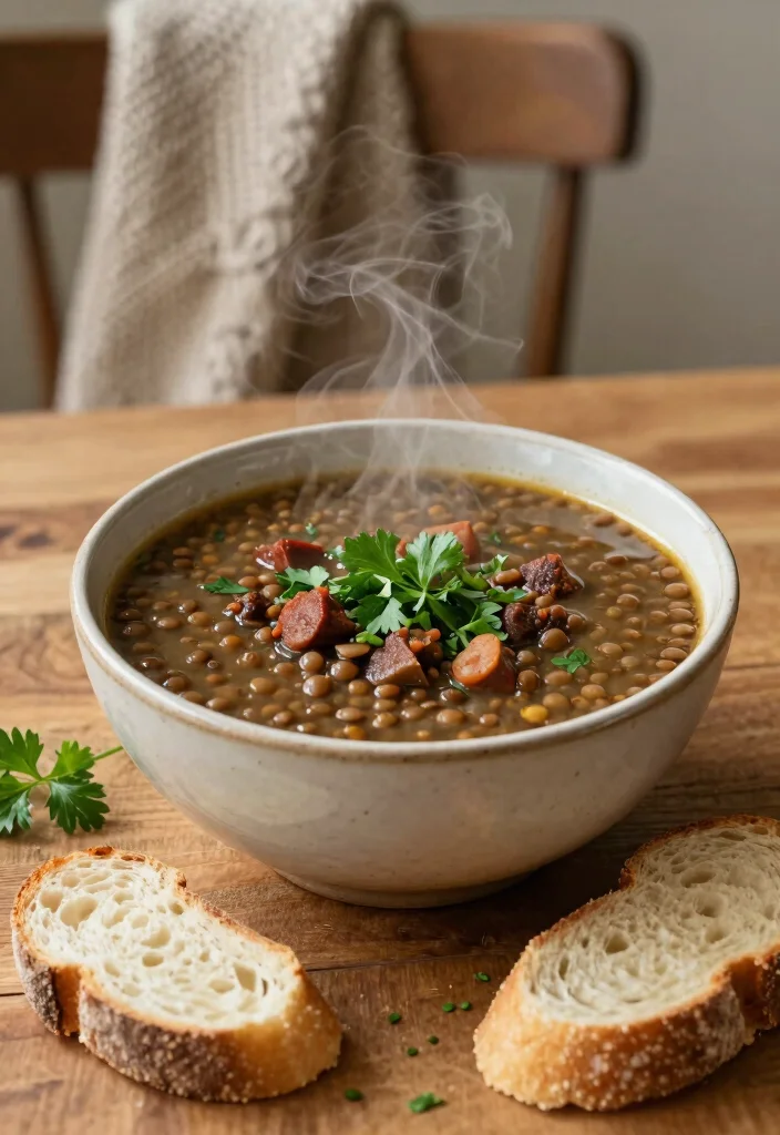 12 Cozy Dinner Recipes for Warm Comforting Nights - 5. Spicy Sausage and Lentil Soup 1