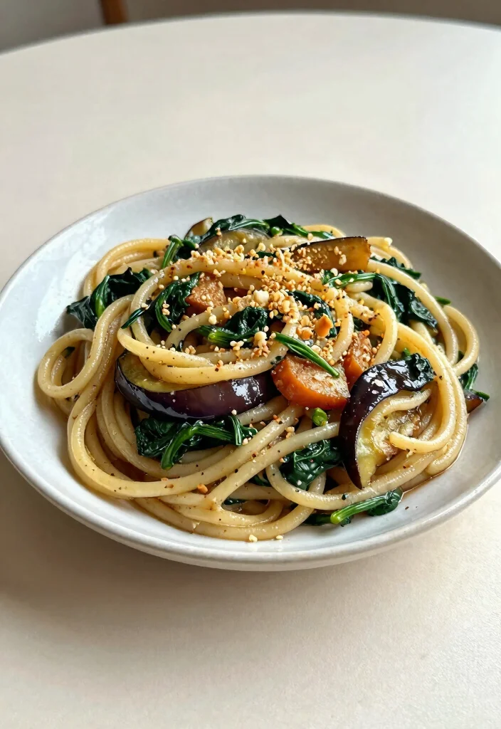 12 Healthy Eggplant Recipes for Flavorful Plant-Based Dishes 122 12 Healthy Eggplant Recipes for Flavorful Plant-Based Dishes - 12. Eggplant and Spinach Pasta 1