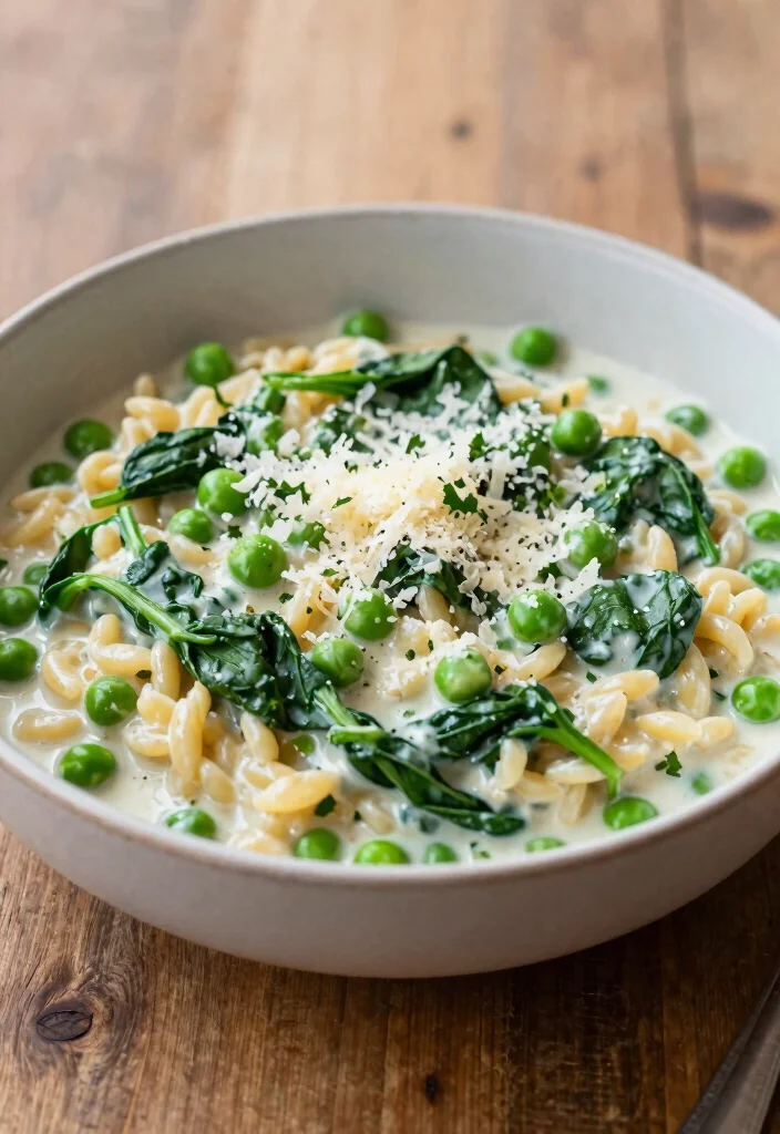 12 Healthy Orzo Recipes for Simple Wholesome Meals 78 12 Healthy Orzo Recipes for Simple Wholesome Meals - 8. Creamy Orzo with Spinach and Peas 1