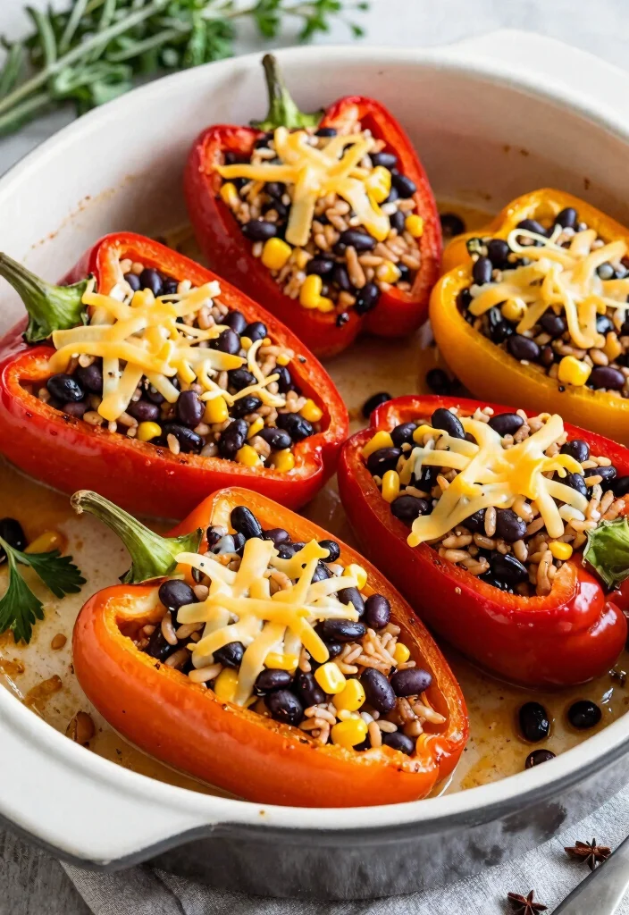 12 Healthy Rice Recipes for Easy Balanced Meals - 6. Black Bean and Rice Stuffed Peppers 1