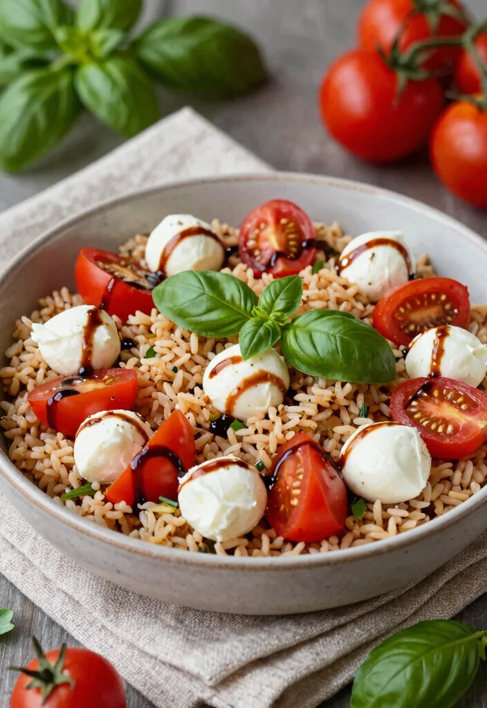 12 Healthy Rice Recipes for Easy Balanced Meals - 8. Caprese Rice Salad 1
