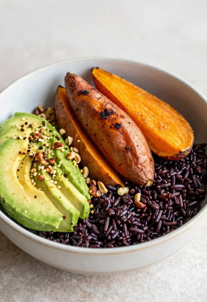 12 Healthy Rice Recipes for Easy Balanced Meals - 9. Sweet Potato and Black Rice Bowl 1