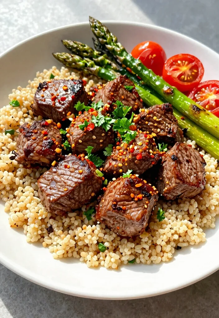 12 Healthy Steak Recipes for Lean Satisfying Dinners 12 12 Healthy Steak Recipes for Lean Satisfying Dinners - 2. Spicy Garlic Steak Bites 1