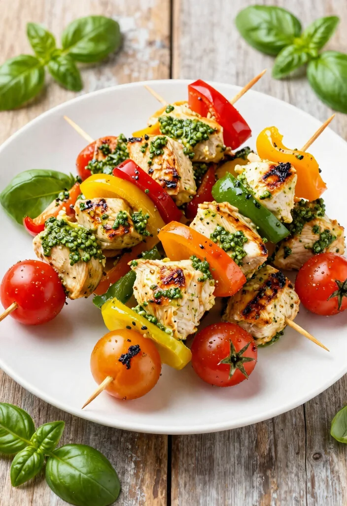 12 Keto Chicken Breast Recipes for Lean Filling Meals - 12. Pesto Chicken Skewers 1