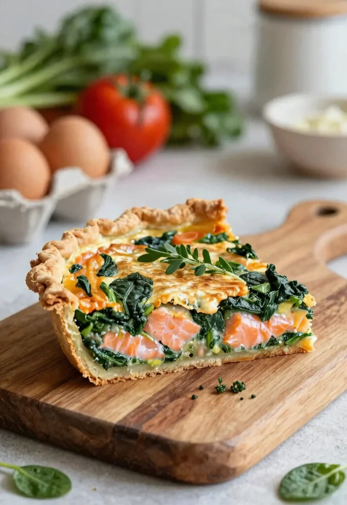 12 Keto Salmon Recipes for Easy Omega Rich Dinners - 11. Salmon and Spinach Quiche 1