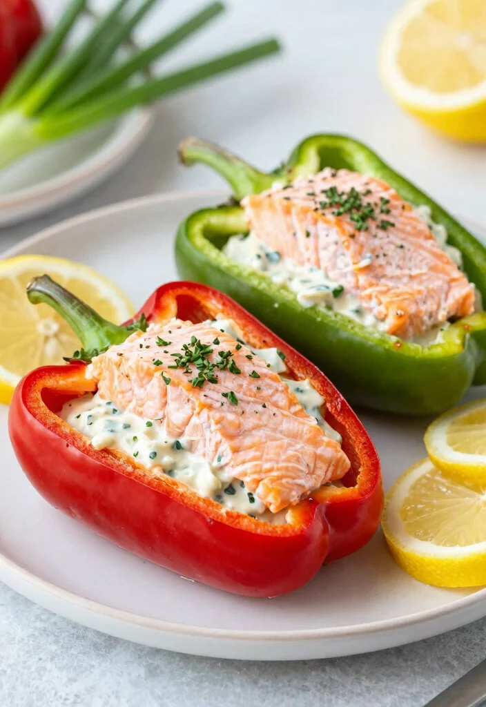12 Keto Salmon Recipes for Easy Omega Rich Dinners - 7. Salmon Stuffed Peppers 1