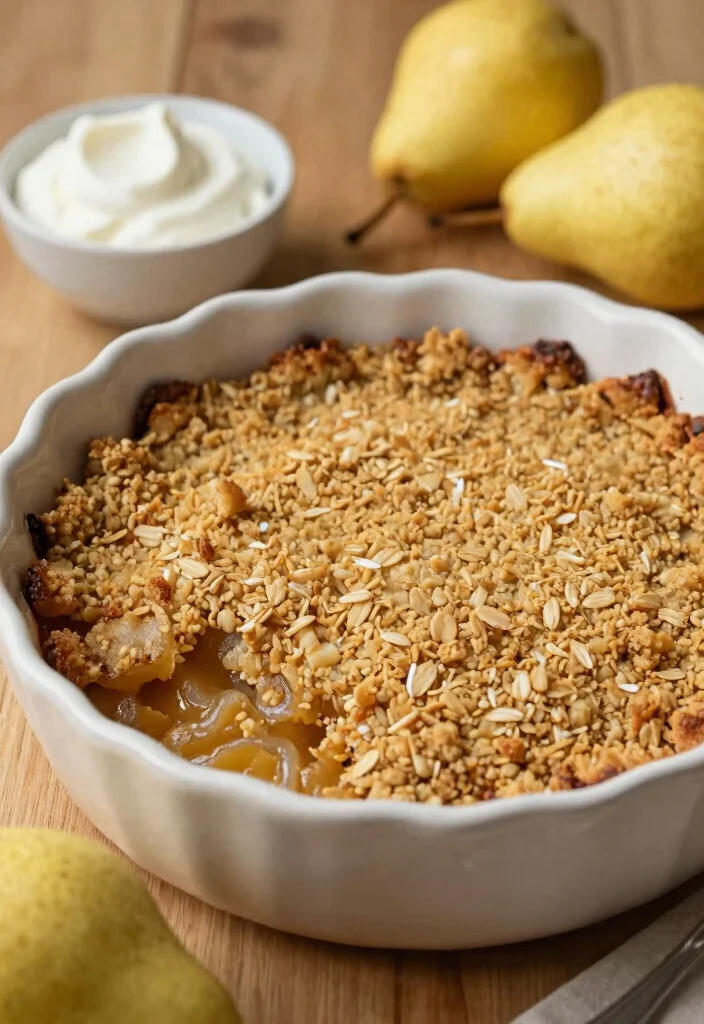 12 Pear Dessert Recipes for Light and Elegant Sweets 45 12 Pear Dessert Recipes for Light and Elegant Sweets - 5. Pear and Ginger Crumble 1