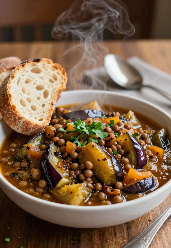 12 Vegan Eggplant Recipes for Hearty Meatless Dishes - 10. Eggplant and Lentil Stew 1