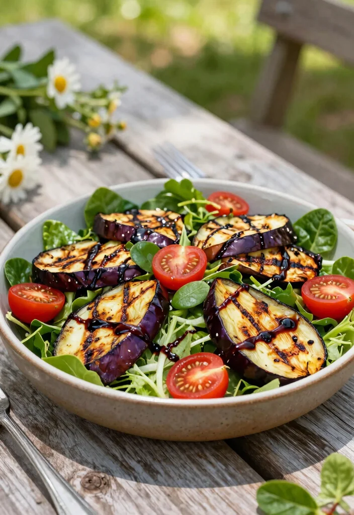 12 Vegan Eggplant Recipes for Hearty Meatless Dishes - 6. Grilled Eggplant Salad 1