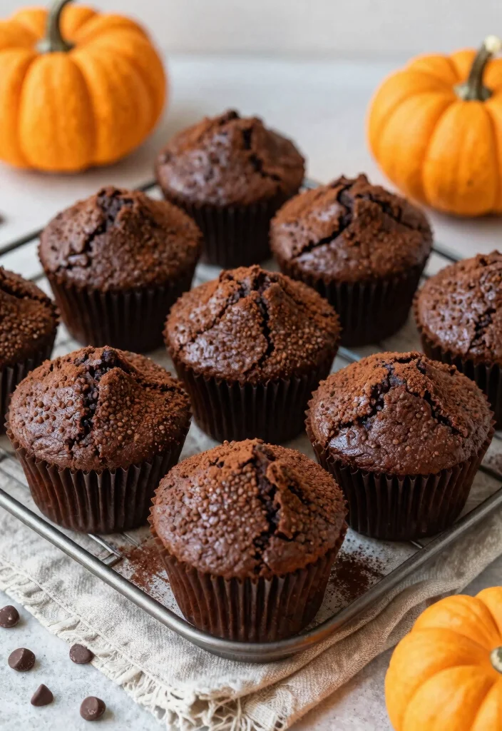 12 Vegan Fall Recipes for Cozy Seasonal Cooking - 12. Chocolate Pumpkin Muffins 1