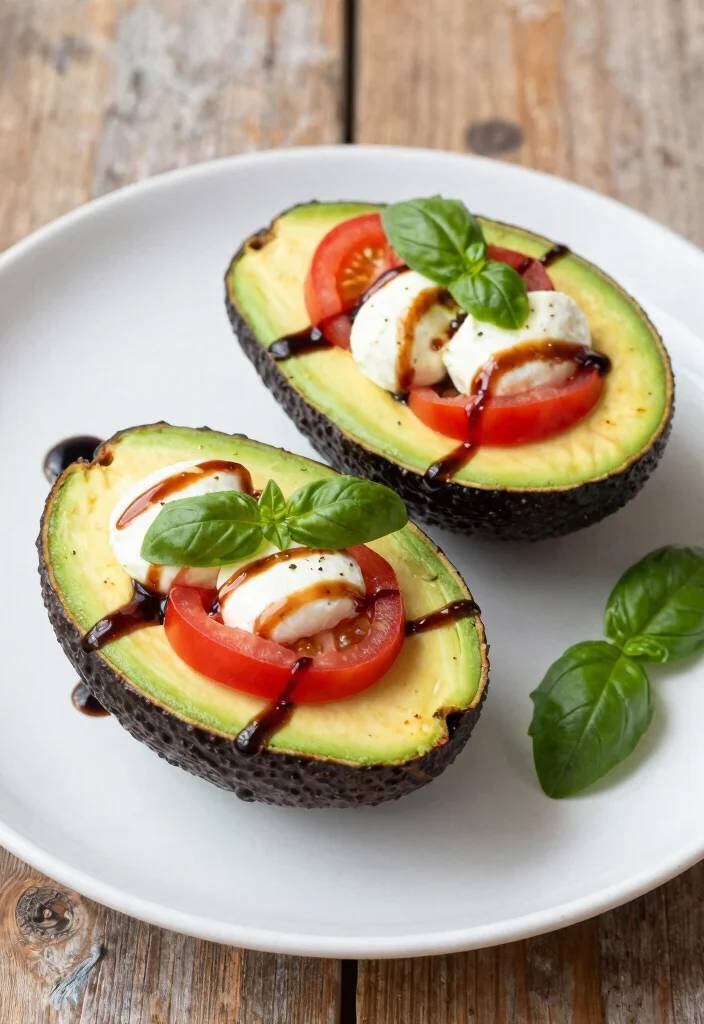 14 Low Calorie Dinner Recipes for Light Filling Meals - 14. Caprese Stuffed Avocado 1