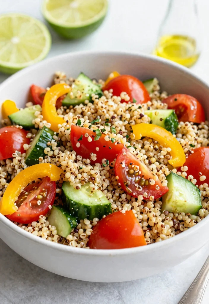 14 Low Calorie Dinner Recipes for Light Filling Meals - 4. Veggie-Packed Quinoa Salad 1